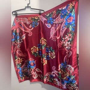 Beautiful Floral Paisley Silk Scarf 35"x35"